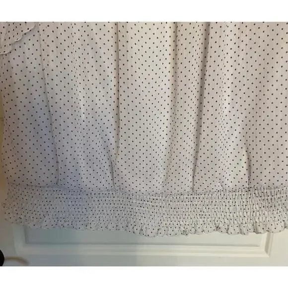 Cato White Polkadot Blouson/Ruffle Short Sleeve Lined Pull-Over Top Plus 18-20W - Picture 2 of 9